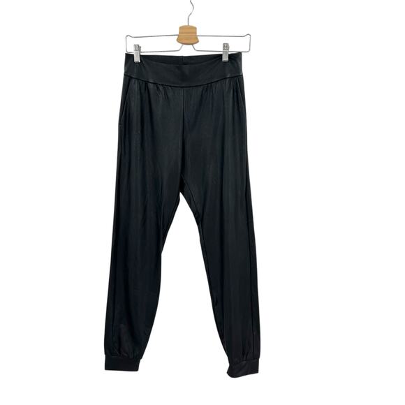 Commando Faux Leather Joggers Pants Pull-On Stretch Tapered Black Size‎ Small - Picture 2 of 10